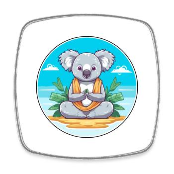 Koala Cartoon Yoga Strand Sommer Illustration - Viereckiger Kühlschrankmagnet - Weiß - Vorne