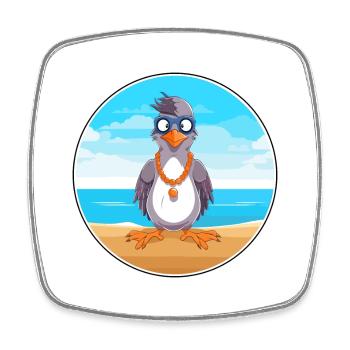 Jay Cartoon Yoga Strand Sommer Illustration - Viereckiger Kühlschrankmagnet - Weiß - Vorne
