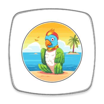 Perroquet Cartoon Yoga Plage Illustration D’été - Magnet carré - blanc - Devant