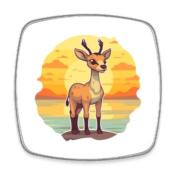 Antilope Lustige Karikatur Kawaii Strand Illustration - Viereckiger Kühlschrankmagnet - Weiß - Vorne
