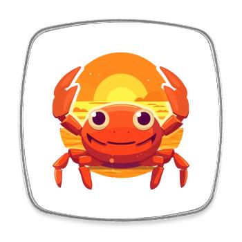 Illustration De Plage Kawaii Dessin Animé Drôle De Crabe - Magnet carré - blanc - Devant