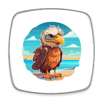 Adler Lustige Karikatur Kawaii Strand Illustration - Viereckiger Kühlschrankmagnet - Weiß - Vorne