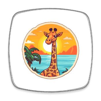 Lustige Cartoon-Kawaii-Strandillustration der Giraffe - Viereckiger Kühlschrankmagnet - Weiß - Vorne