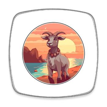 Chèvre Drôle Dessin Animé Kawaii Plage Illustration - Magnet carré - blanc - Devant