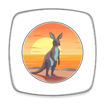 Kangourou drôle de dessin animé kawaii plage illustration - Magnet carré - blanc - Devant
