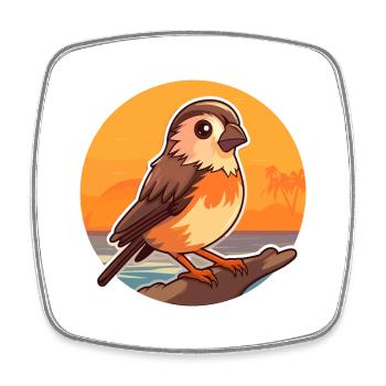 Moineau drôle de dessin animé kawaii plage Illustration - Magnet carré - blanc - Devant