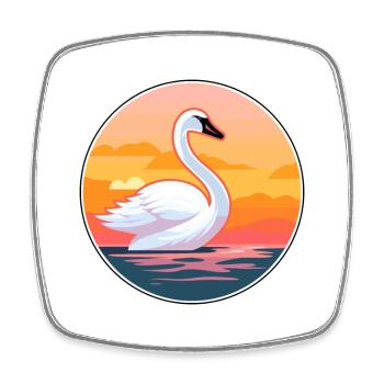 Schwan lustige Karikatur Kawaii Strand Illustration - Viereckiger Kühlschrankmagnet - Weiß - Vorne