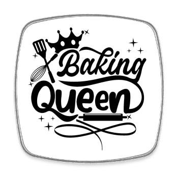 Baking Queen - Viereckiger Kühlschrankmagnet - Weiß - Vorne