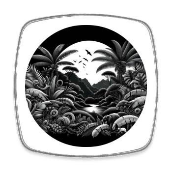 Jungle Noir Blanc Palmiers Paysage - Magnet carré - blanc - Devant