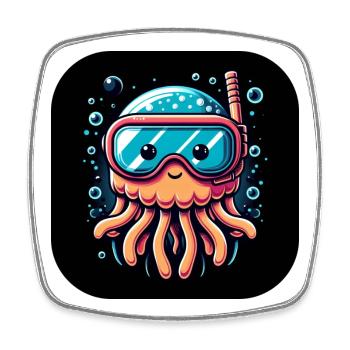 Oktopus Kraken Taucherbrille Wasser - Viereckiger Kühlschrankmagnet - Weiß - Vorne