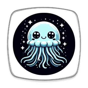 Méduse Yeux Bleus Étoiles - Magnet carré - blanc - Devant