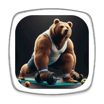 Bär mit Hanteln Fitness Sport - Viereckiger Kühlschrankmagnet - Weiß - Vorne
