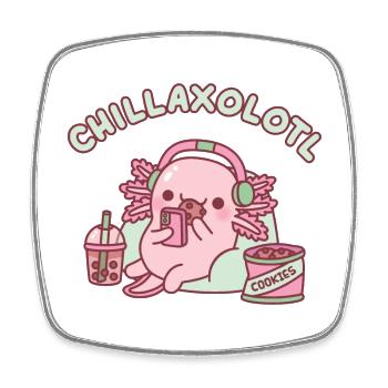 Mignon Chilling Axolotl Chillaxolotl Jeu de mots drôle - Magnet carré - blanc - Devant