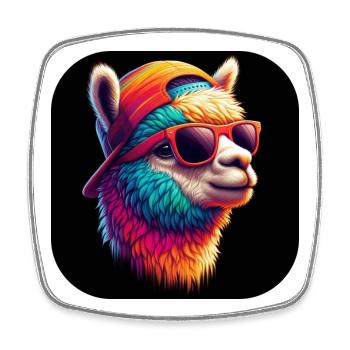 Lama Alpaka Bunt Brille Cap - Viereckiger Kühlschrankmagnet - Weiß - Vorne
