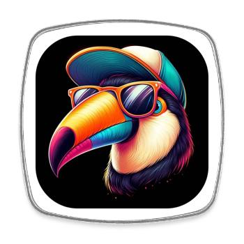Toucan with hat and sunglasses - Square fridge magnet - white - Front