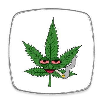 Feuille de chanvre avec des yeux de stoner - Magnet carré - blanc - Devant