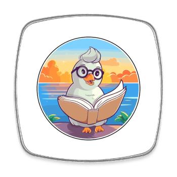 Dove Cute Funny Cartoon Kawaii Book Beach - Viereckiger Kühlschrankmagnet - Weiß - Vorne