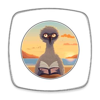 Strauß Niedlich Lustige Karikatur Kawaii Buch Strand - Viereckiger Kühlschrankmagnet - Weiß - Vorne