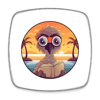 Strauß Niedlich Lustige Karikatur Kawaii Buch Strand - Viereckiger Kühlschrankmagnet - Weiß - Vorne