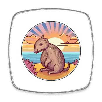 Armadillo Watercolor Cartoon Kawaii Clipart Animal - Square fridge magnet - white - Front