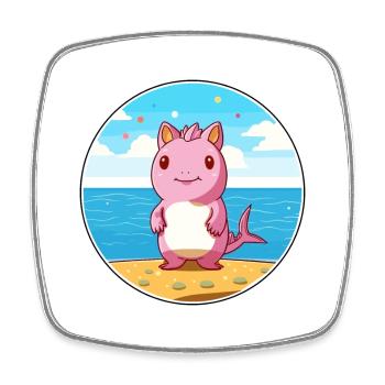Axolotl aquarelle dessin animé Kawaii Clipart Animal - Magnet carré - blanc - Devant