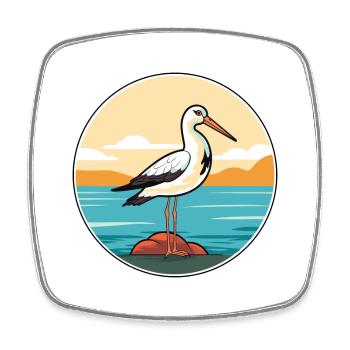 Avocet Watercolor Cartoon Kawaii Clipart Animal - Square fridge magnet - white - Front
