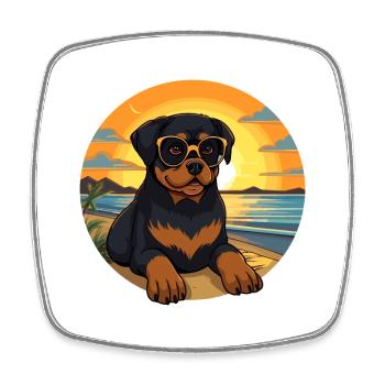 Rottweiler Hund Lustige Karikatur Kawaii Buch Strand - Viereckiger Kühlschrankmagnet - Weiß - Vorne
