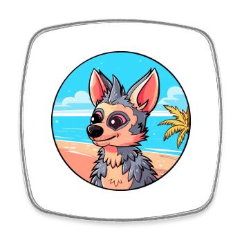 Aardwolf Aquarell Cartoon Kawaii Clipart Tier - Viereckiger Kühlschrankmagnet - Weiß - Vorne