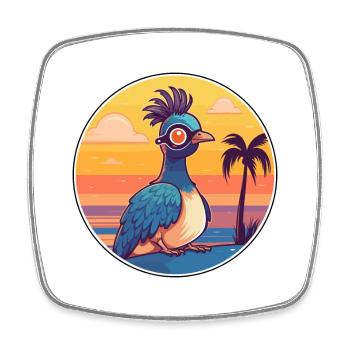 Pfau Niedliche Lustige Karikatur Kawaii Buch Strand - Viereckiger Kühlschrankmagnet - Weiß - Vorne