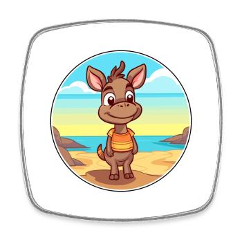 Bongo Aquarell Cartoon Kawaii Clipart Tier - Viereckiger Kühlschrankmagnet - Weiß - Vorne