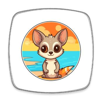 Aye Aye Aquarell Cartoon Kawaii Clipart Tier - Viereckiger Kühlschrankmagnet - Weiß - Vorne