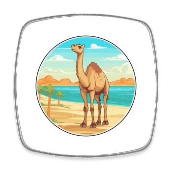 Camel Watercolor Cartoon Kawaii Clipart Animal - Square fridge magnet - white - Front