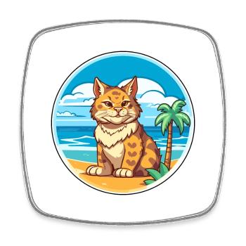 Rotluchs Aquarell Cartoon Kawaii Clipart Tier - Viereckiger Kühlschrankmagnet - Weiß - Vorne