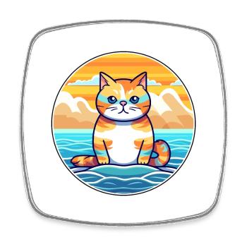 Katze Aquarell Karikatur Kawaii Clipart Tier - Viereckiger Kühlschrankmagnet - Weiß - Vorne