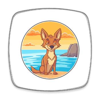Kojote Aquarell Cartoon Kawaii Clipart Tier - Viereckiger Kühlschrankmagnet - Weiß - Vorne