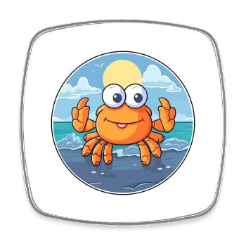 Krabbe Aquarell Karikatur Kawaii Clipart Tier - Viereckiger Kühlschrankmagnet - Weiß - Vorne