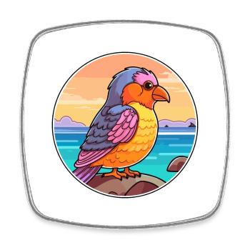 Cuckoo Watercolor Cartoon Kawaii Clipart Animal - Square fridge magnet - white - Front