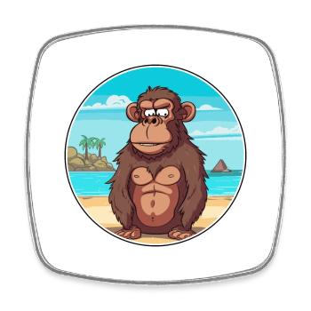 Pavian Aquarell Cartoon Kawaii Clipart Tier - Viereckiger Kühlschrankmagnet - Weiß - Vorne