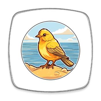 Canari oiseau aquarelle dessin animé Kawaii Clipart animal de compagnie - Magnet carré - blanc - Devant