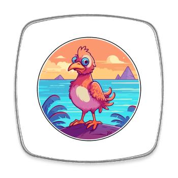 Chicken Watercolor Cartoon Kawaii Clipart Animal - Square fridge magnet - white - Front