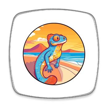 Chameleon Watercolor Cartoon Kawaii Clipart Animal - Square fridge magnet - white - Front