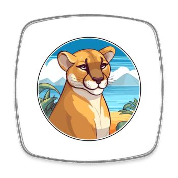 Aquarell Cartoon Kawaii Clipart Tier - Viereckiger Kühlschrankmagnet - Weiß - Vorne