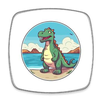 Dinosaure aquarelle dessin animé Kawaii Clipart Animal - Magnet carré - blanc - Devant