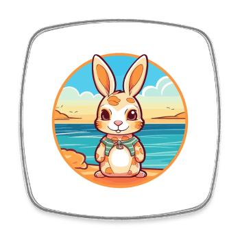 Hase Aquarell Cartoon Kawaii Clipart Tier - Viereckiger Kühlschrankmagnet - Weiß - Vorne