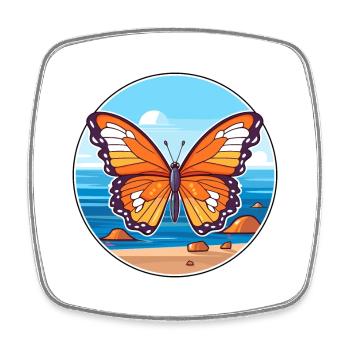 Papillon Aquarelle Dessin Animé Kawaii Clipart Animal - Magnet carré - blanc - Devant