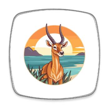 Antilope Aquarell Cartoon Kawaii Clipart Tier - Viereckiger Kühlschrankmagnet - Weiß - Vorne