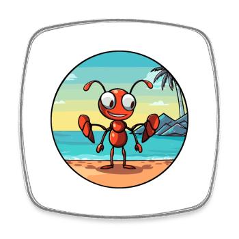Ant Watercolor Cartoon Kawaii Clipart Animal - Square fridge magnet - white - Front