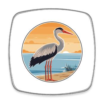 Grue Aquarelle Cartoon Kawaii Clipart Animal - Magnet carré - blanc - Devant