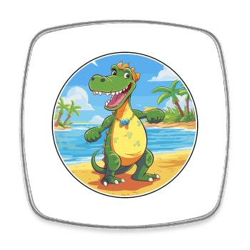 Crocodile Watercolor Cartoon Kawaii Clipart Animal - Square fridge magnet - white - Front