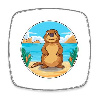 Biber Aquarell Cartoon Kawaii Clipart Tier - Viereckiger Kühlschrankmagnet - Weiß - Vorne